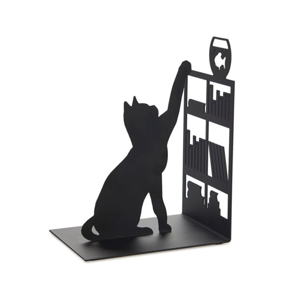 Boekensteun,Fishing Cat,zwart,metaal